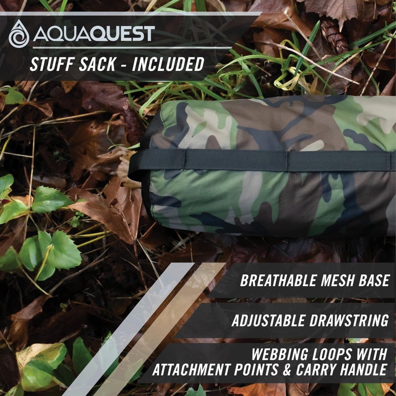 AquaQuest Defender Tarp â€“ Heavyâ€‘Duty Waterproof (20,000 mm) Seamâ€‘Taped Rain Fly for Camping, Bushcraft & Survival â€“ 10Ã—10 Woodland Camo - Image 4